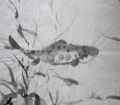 04 - Fisch Tusche auf Reispapier, 35 x 33 cm